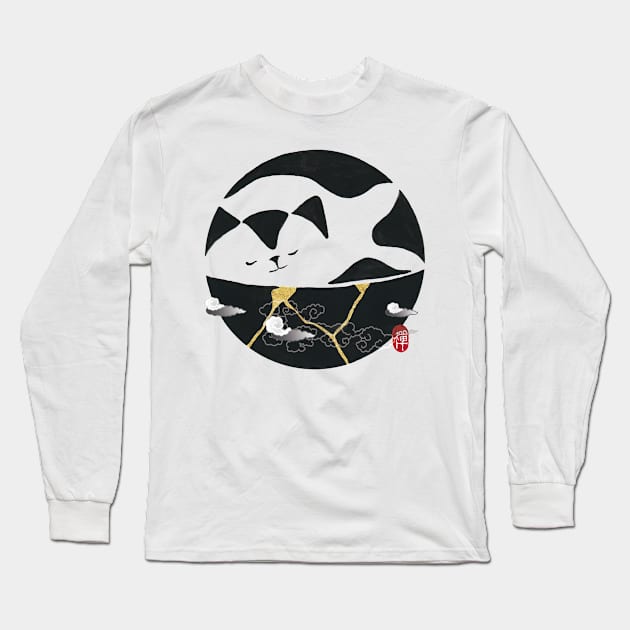 Zen Cat Kintsugi Long Sleeve T-Shirt by bittergodart